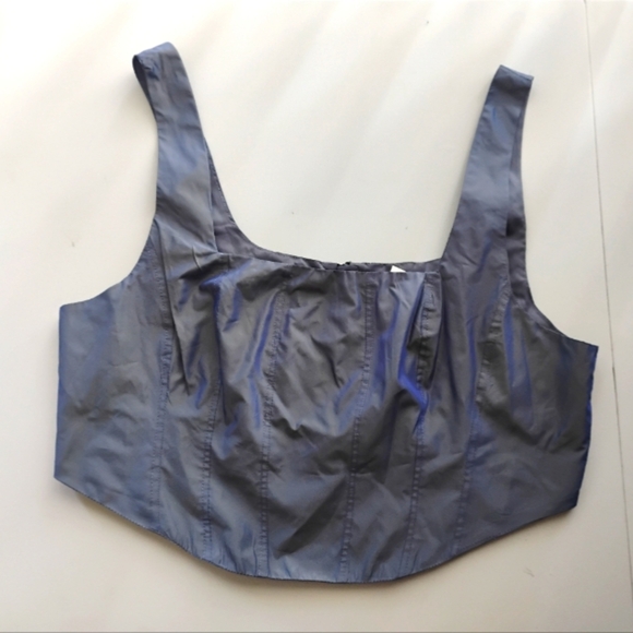 ASOS DESIGN Corset Top In Iridescent Blue Co-Ord. Size 8 - Picture 8 of 16